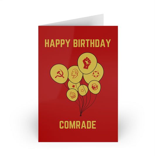 Leftist Happy Birthday Comrade Socialist Balloons Birthday Greetings Card (x1)