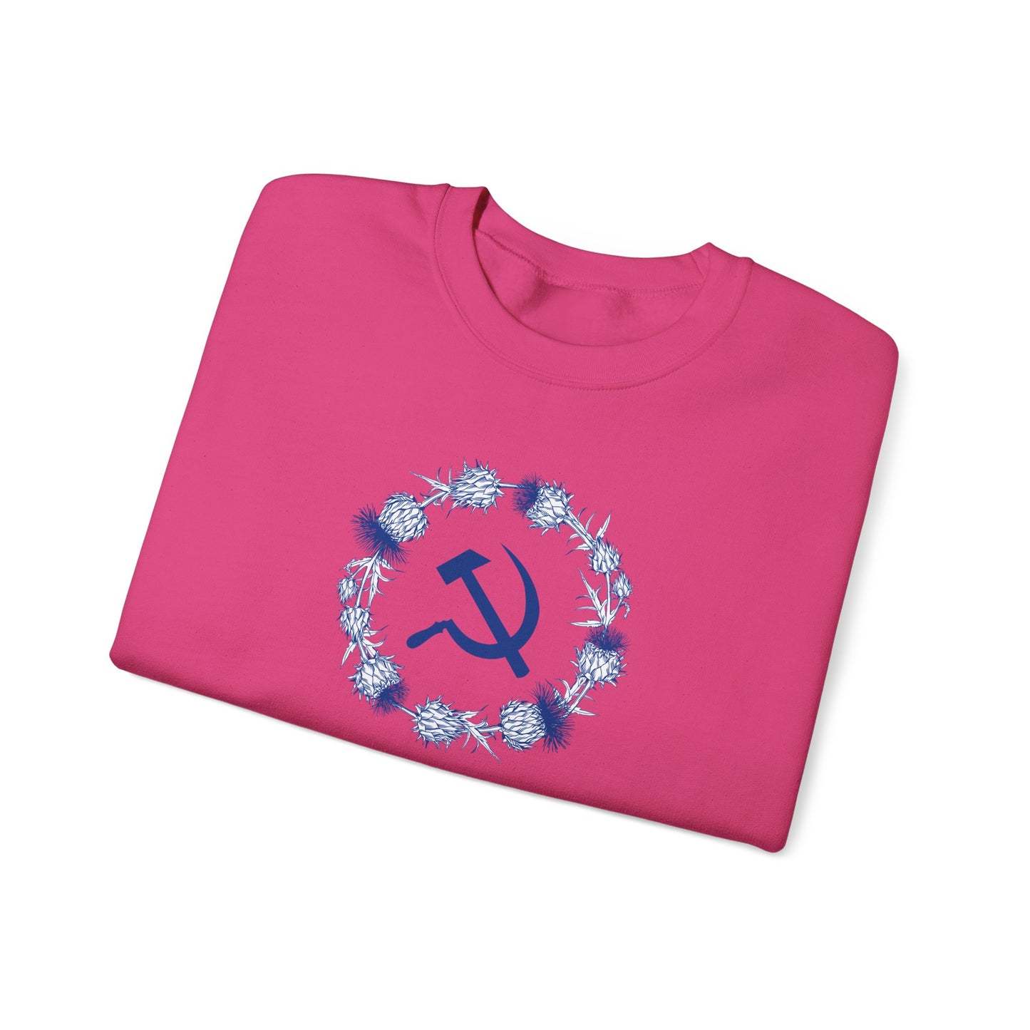 Scottish Socialist Solidarity Hammer and Sickle with Thistle Border Leftist Scotland Communist Unisex Heavy Blend™ Crewneck Sweatshirt
