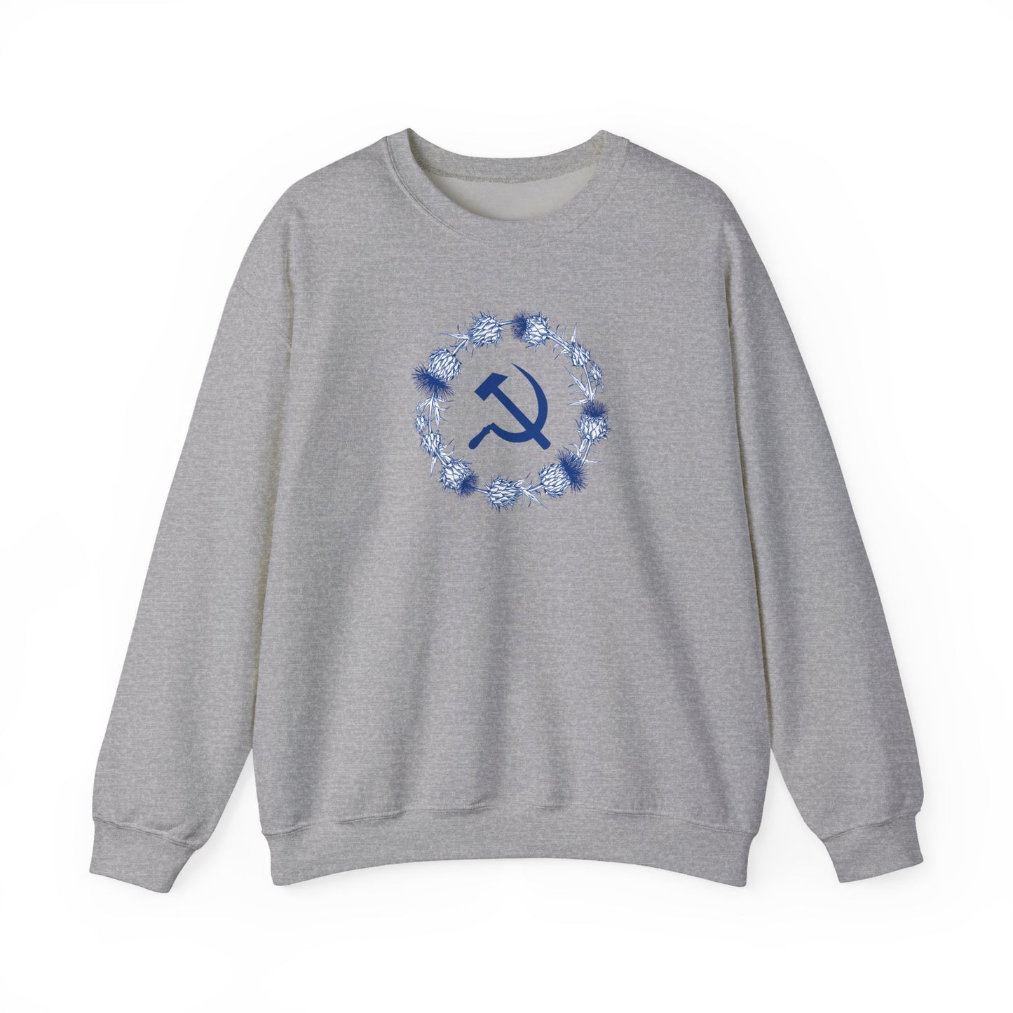 Scottish Socialist Solidarity Hammer and Sickle with Thistle Border Leftist Scotland Communist Unisex Heavy Blend™ Crewneck Sweatshirt