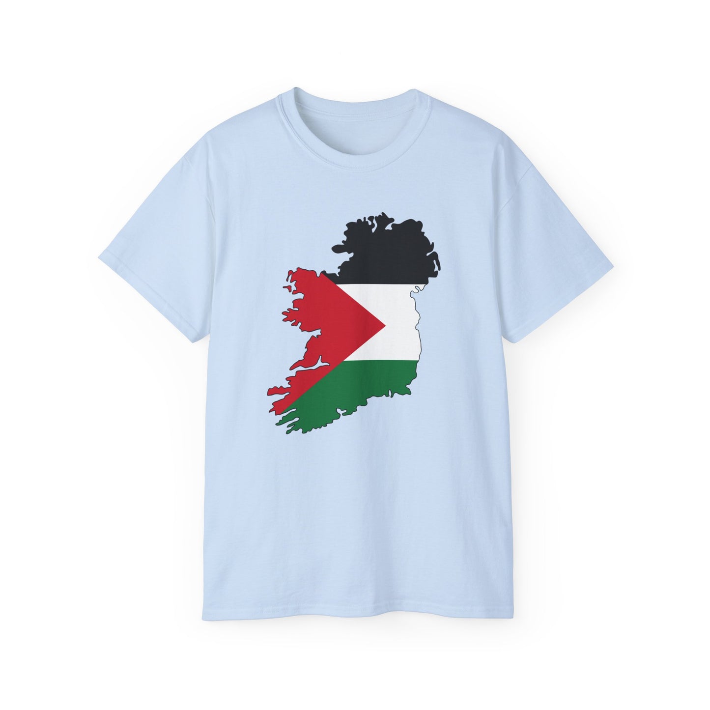 Irish Palestine Solidarity Outline of Ireland with Palestinian Flag Free Gaza Unisex Ultra Cotton Tee