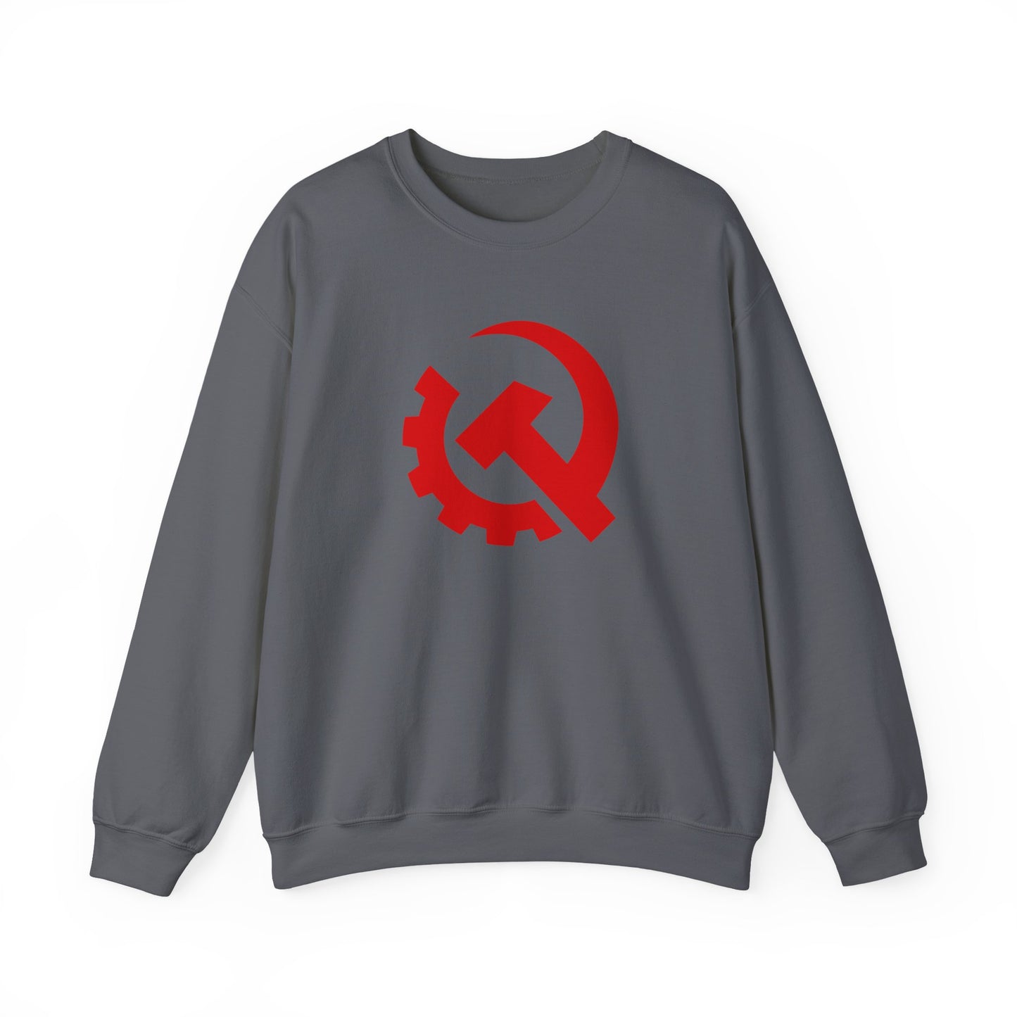 Communist Red Hammer & Sickle Gear Emblem Socialist Leftist Crewneck Sweatshirt