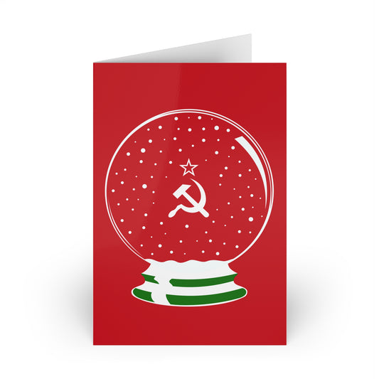 Socialist Christmas Snow Globe with Hammer and Sickle and Star Communist Christmas Card (Single Card)