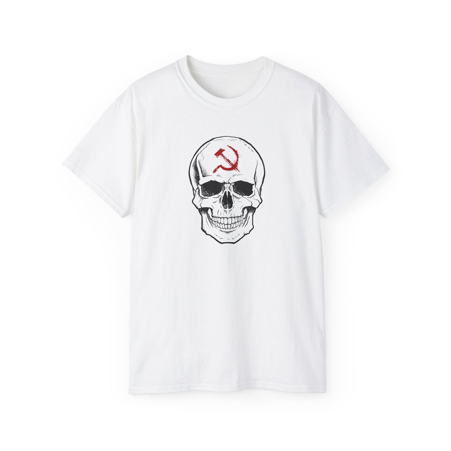 White Dead Red Halloween Communist Skull With Hammer and Sickle Unisex Ultra Cotton Tee