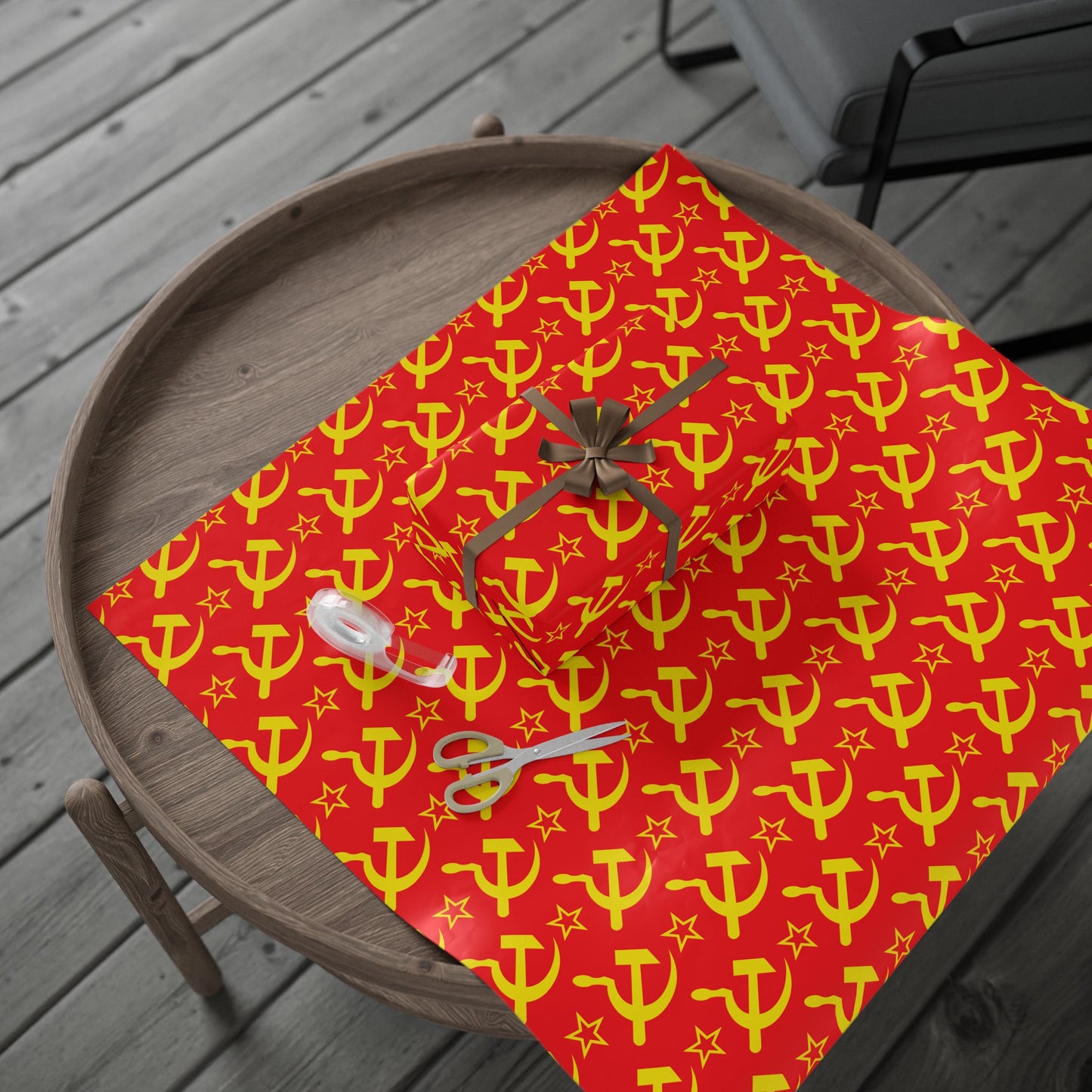 Leftist Hammer and Sickle Socialist Red and Yellow Communist Christmas and Birthday Wrapping Paper