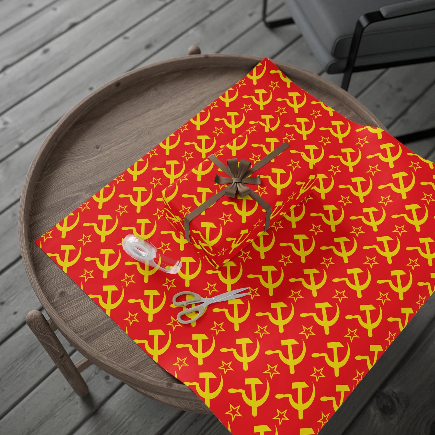 Leftist Hammer and Sickle Socialist Red and Yellow Communist Christmas and Birthday Wrapping Paper