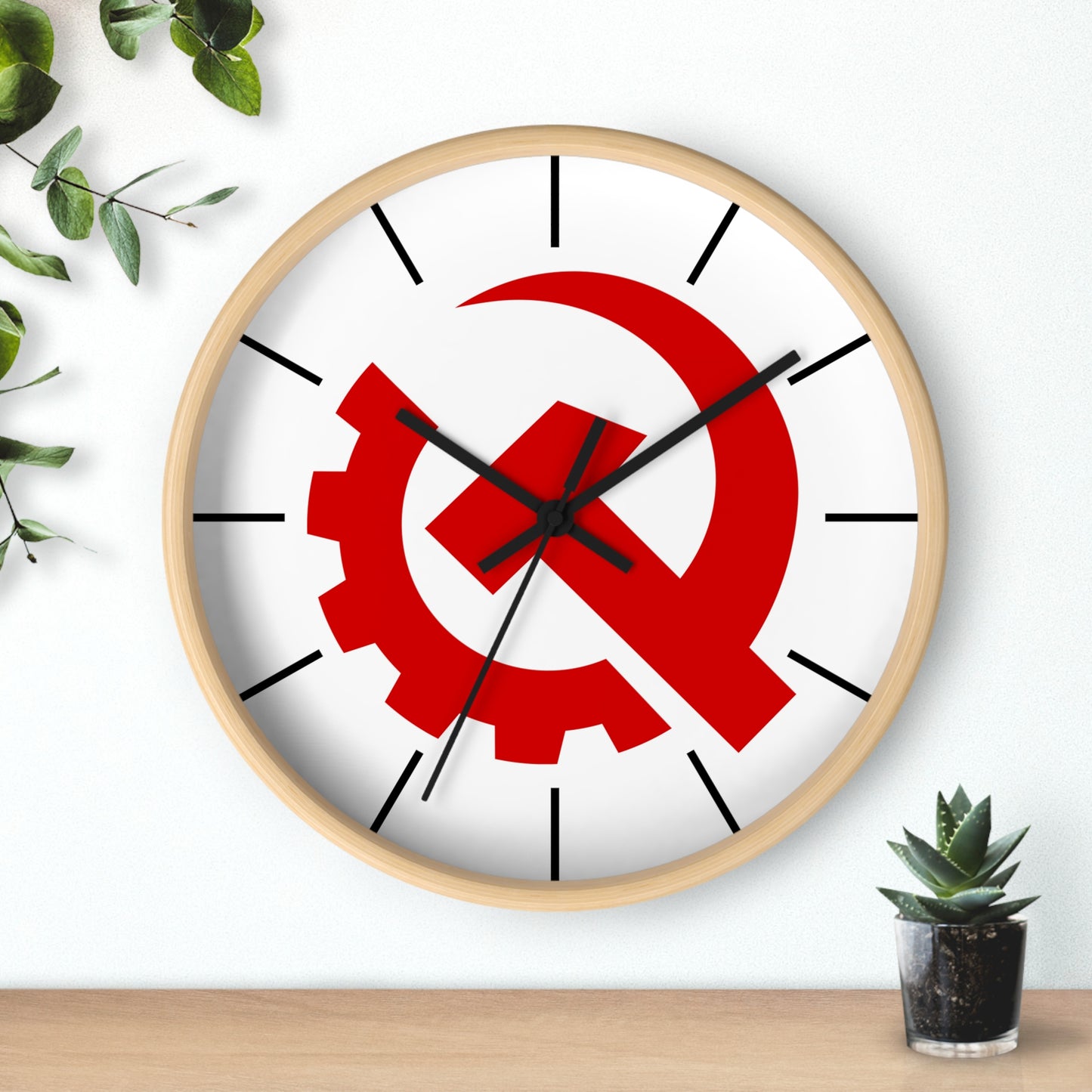 USSR Soviet Industrial Style Hammer and Sickle Socialist Communist Wall Clock