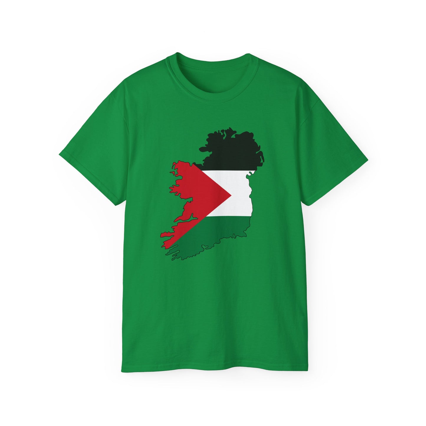 Irish Palestine Solidarity Outline of Ireland with Palestinian Flag Free Gaza Unisex Ultra Cotton Tee