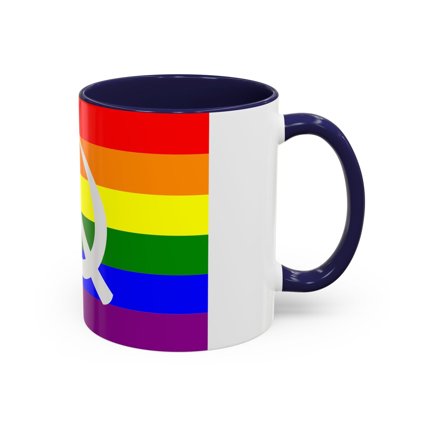 LGBTQ Socialist Rainbow Flag with Hammer and Sickle Communist Accent Coffee Mug