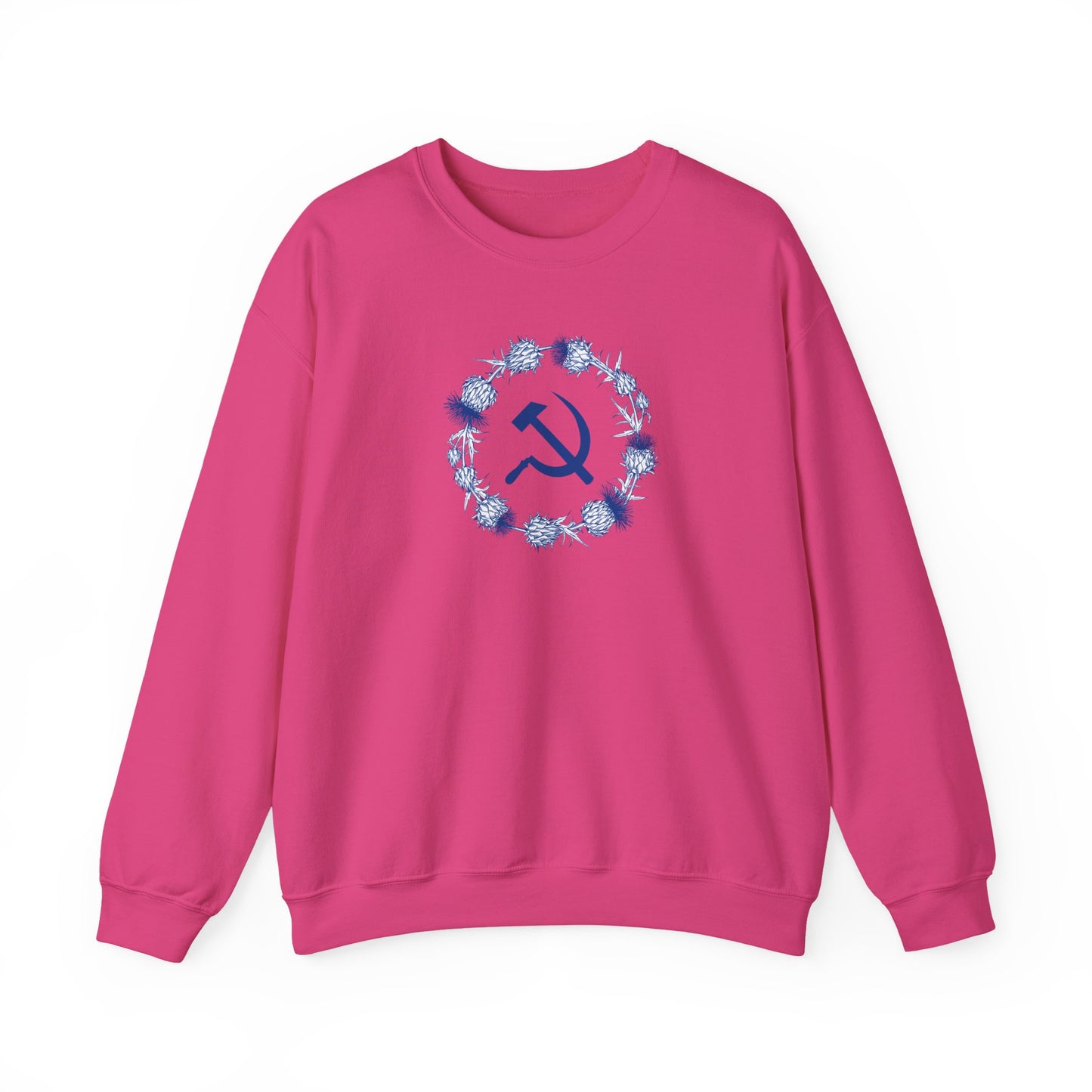 Scottish Socialist Solidarity Hammer and Sickle with Thistle Border Leftist Scotland Communist Unisex Heavy Blend™ Crewneck Sweatshirt