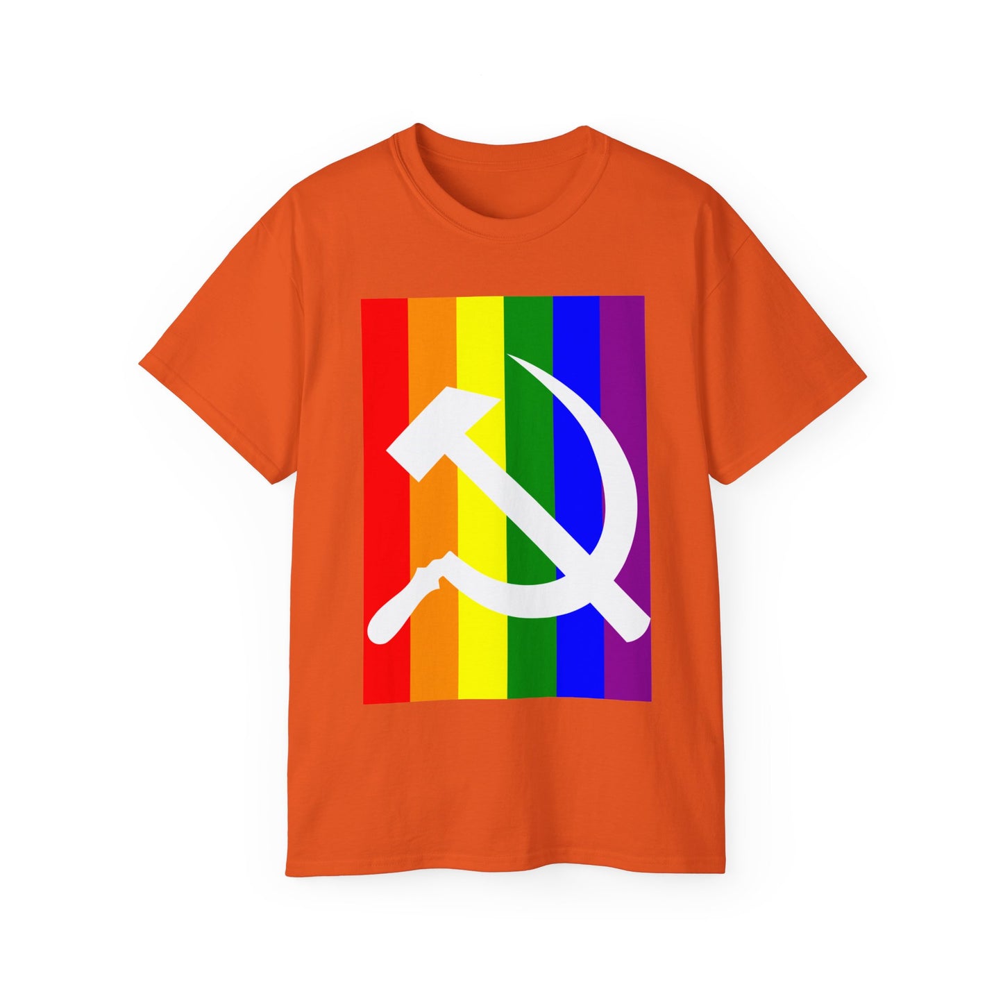 LGBTQ+ Socialist Rainbow Flag with Hammer and Sickle Communist Unisex Ultra Cotton Tee