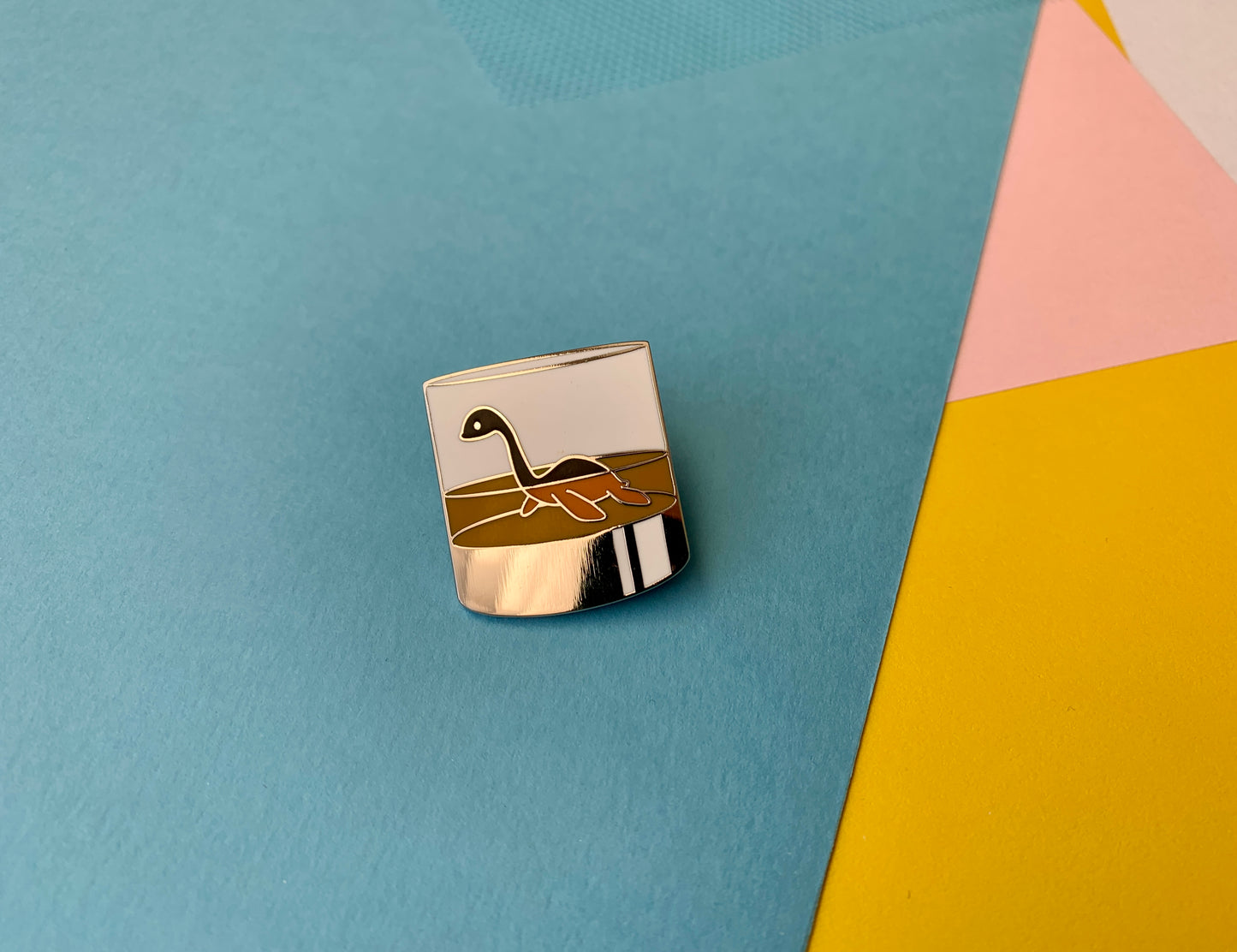 Scotland Lock Ness Monster in Whiskey Glass Scottish Enamel Pin Badge