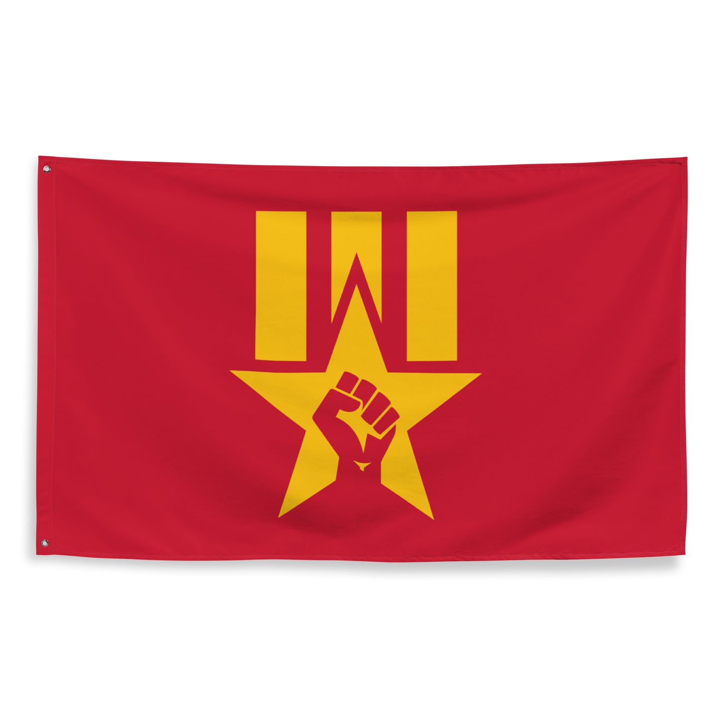 Leftist Solidarity Star with Raised Fist and Stripes Socialist Communist Red and Yellow Flag