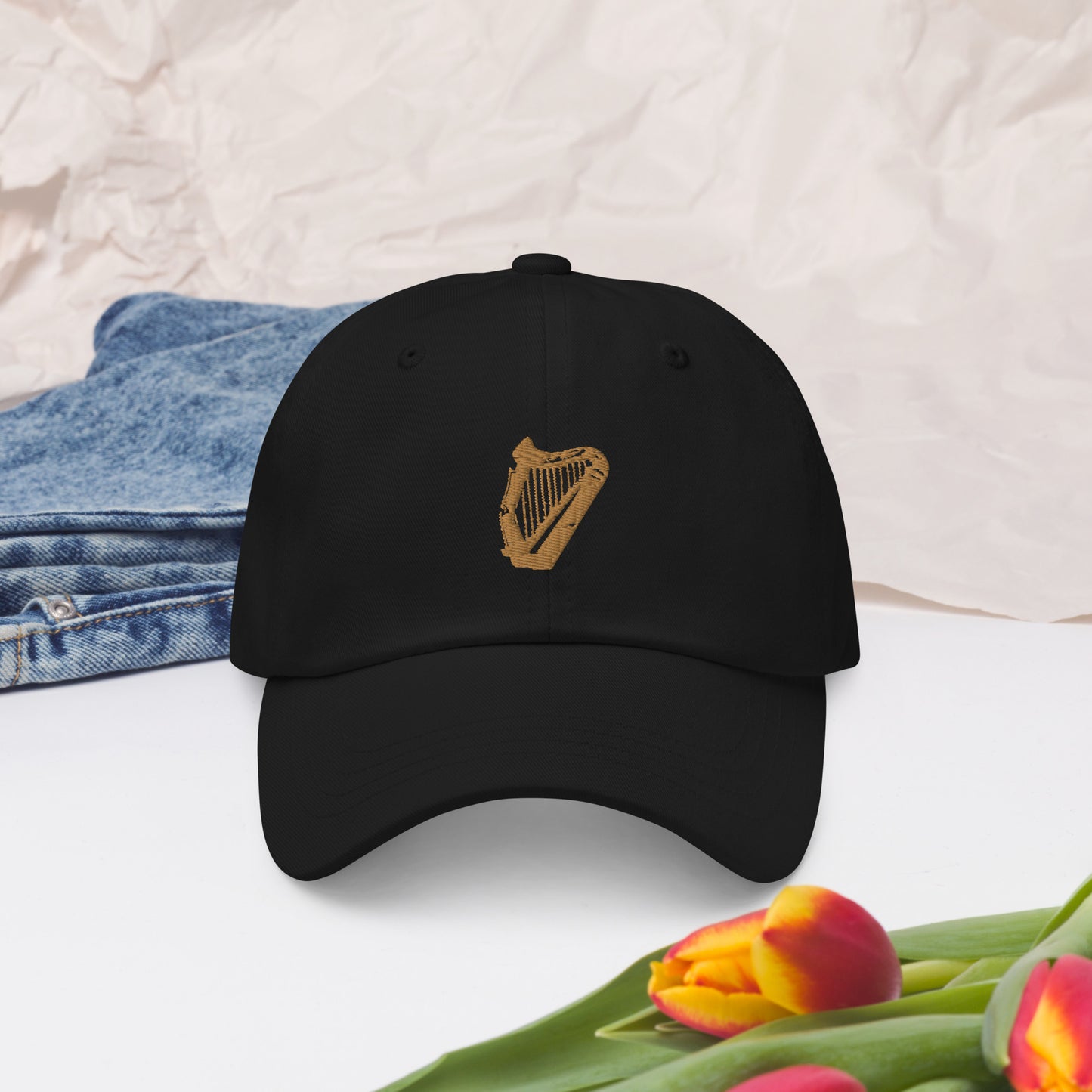 Irish Golden Embroidered Harp Ireland St Patrick's Day Erin go Bragh Baseball Cap